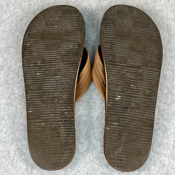 Womens Rainbow Sandals Premier Mocha Brown Leather thong flip flops 10 11 - Picture 7 of 8